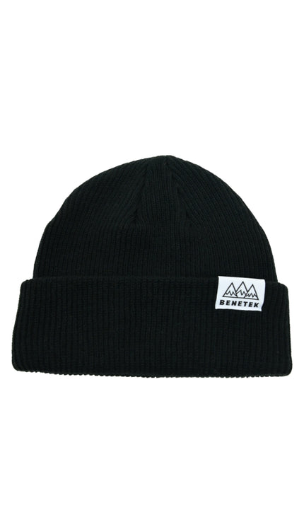 RIB KNIT BEANIE: BLACK