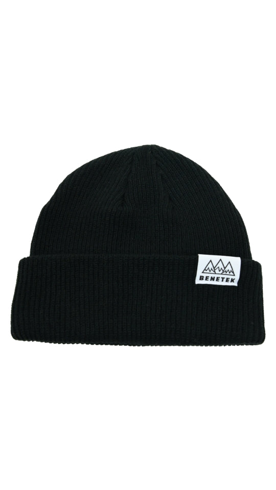 RIB KNIT BEANIE: BLACK