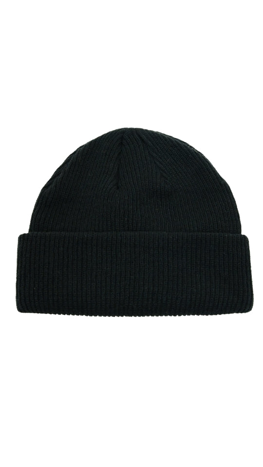 RIB KNIT BEANIE: BLACK