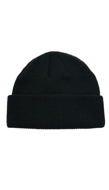 RIB KNIT BEANIE: BLACK