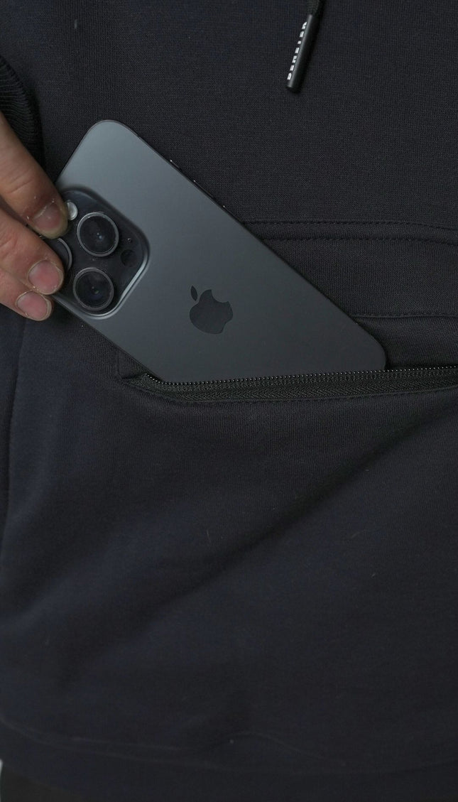 RIDING COTTON HOODIE: BLACK