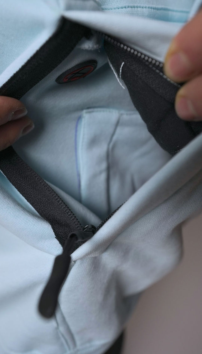 RIDING COTTON HOODIE: BABY BLUE