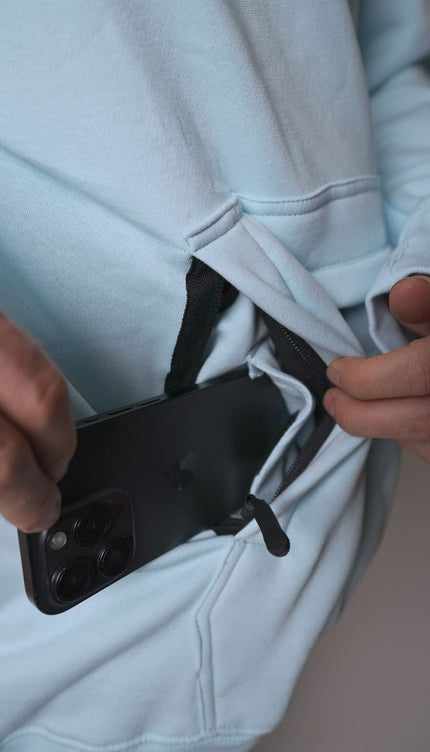 RIDING COTTON HOODIE: BABY BLUE