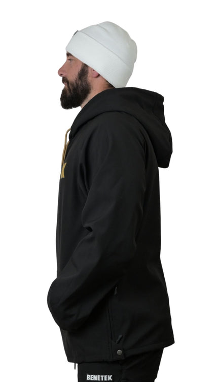 VIBE WATERPROOF TECH HOODIE: BLACK & GOLD