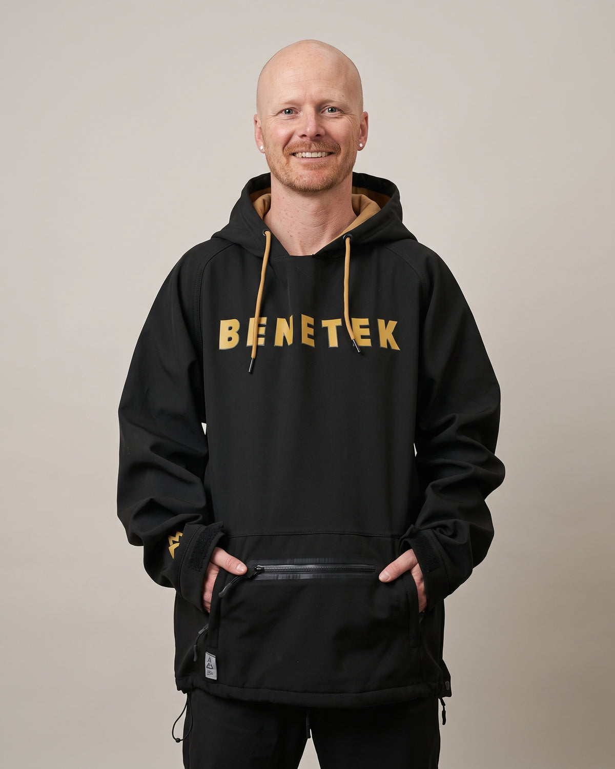 VIBE WATERPROOF TECH HOODIE: BLACK & GOLD
